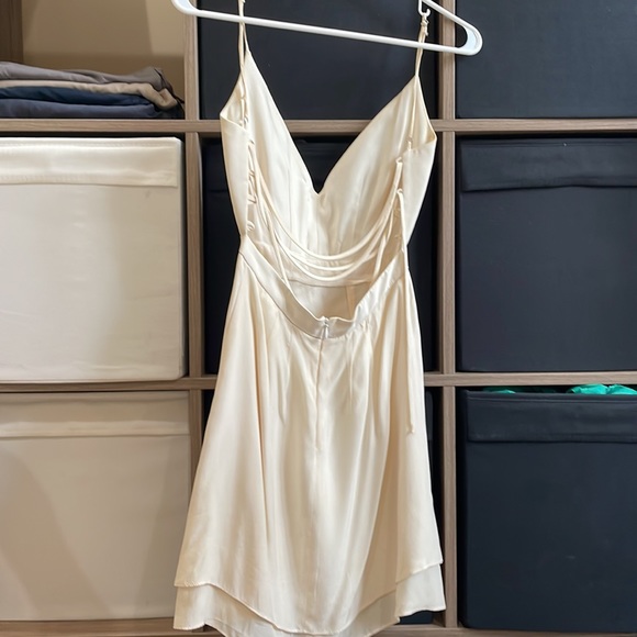 Cream Jennifer Hope Silk Serena Bareback Sweetheart Strappy V-Neck Mini Dress 0 - Picture 8 of 8